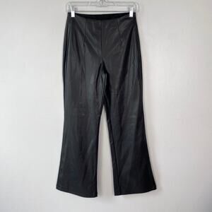 ASOS Design Faux Leather Trousers Black High Rise Subtle Flare‎ Pants Size 6P
